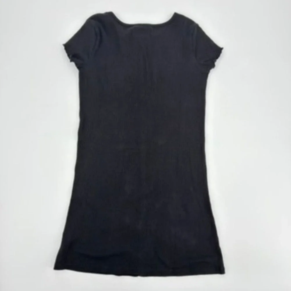 Old Navy Girls Black Ribbed Button Front Short Sleeve Dress Size L 10-12